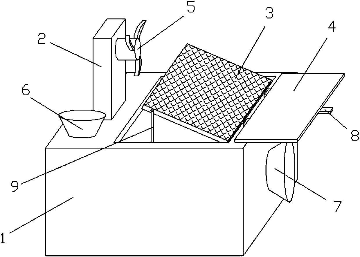 Tea leaf de-enzyming device for generating electricity by means of solar energy and wind energy
