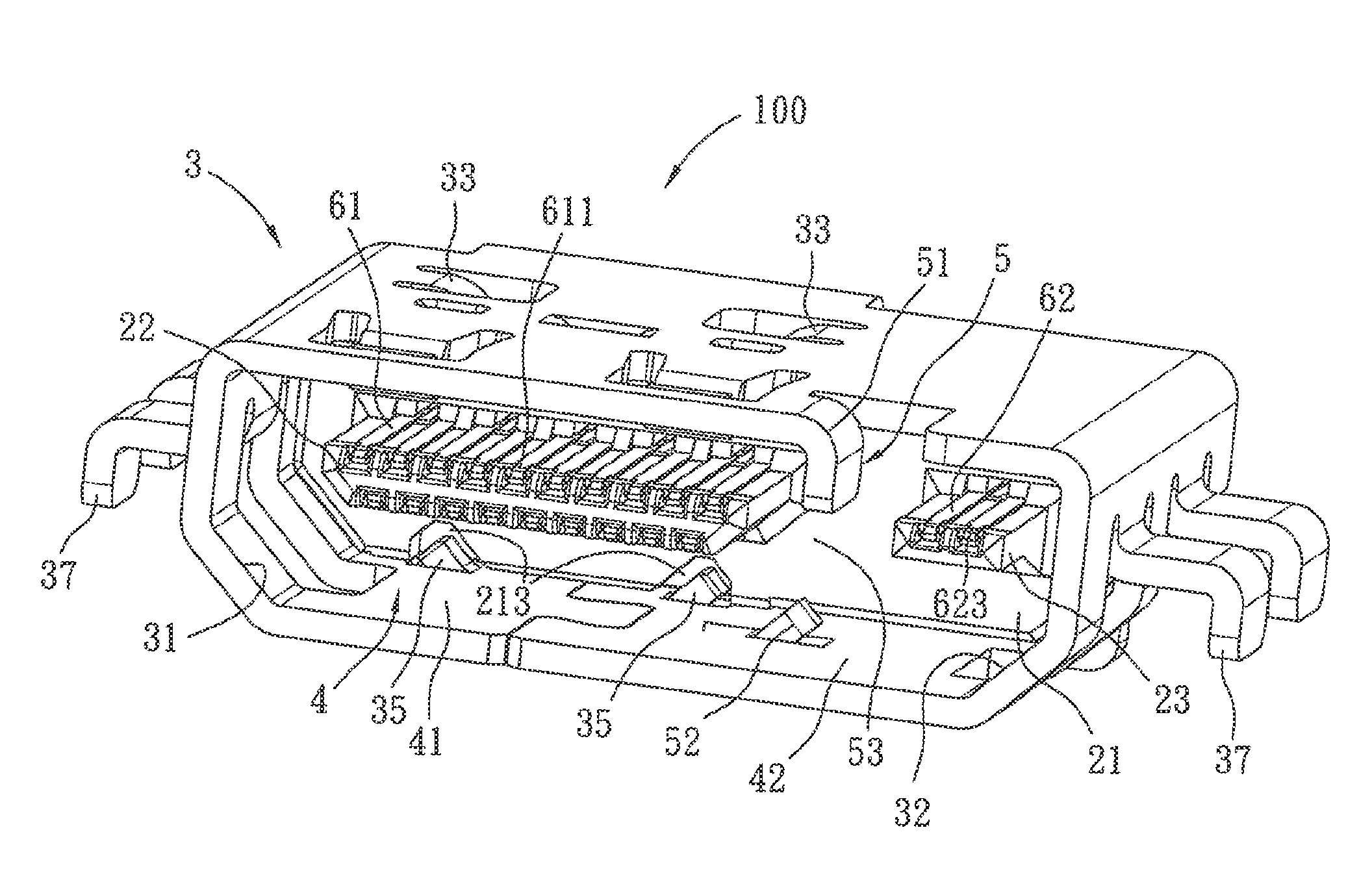 Connector with side power bay
