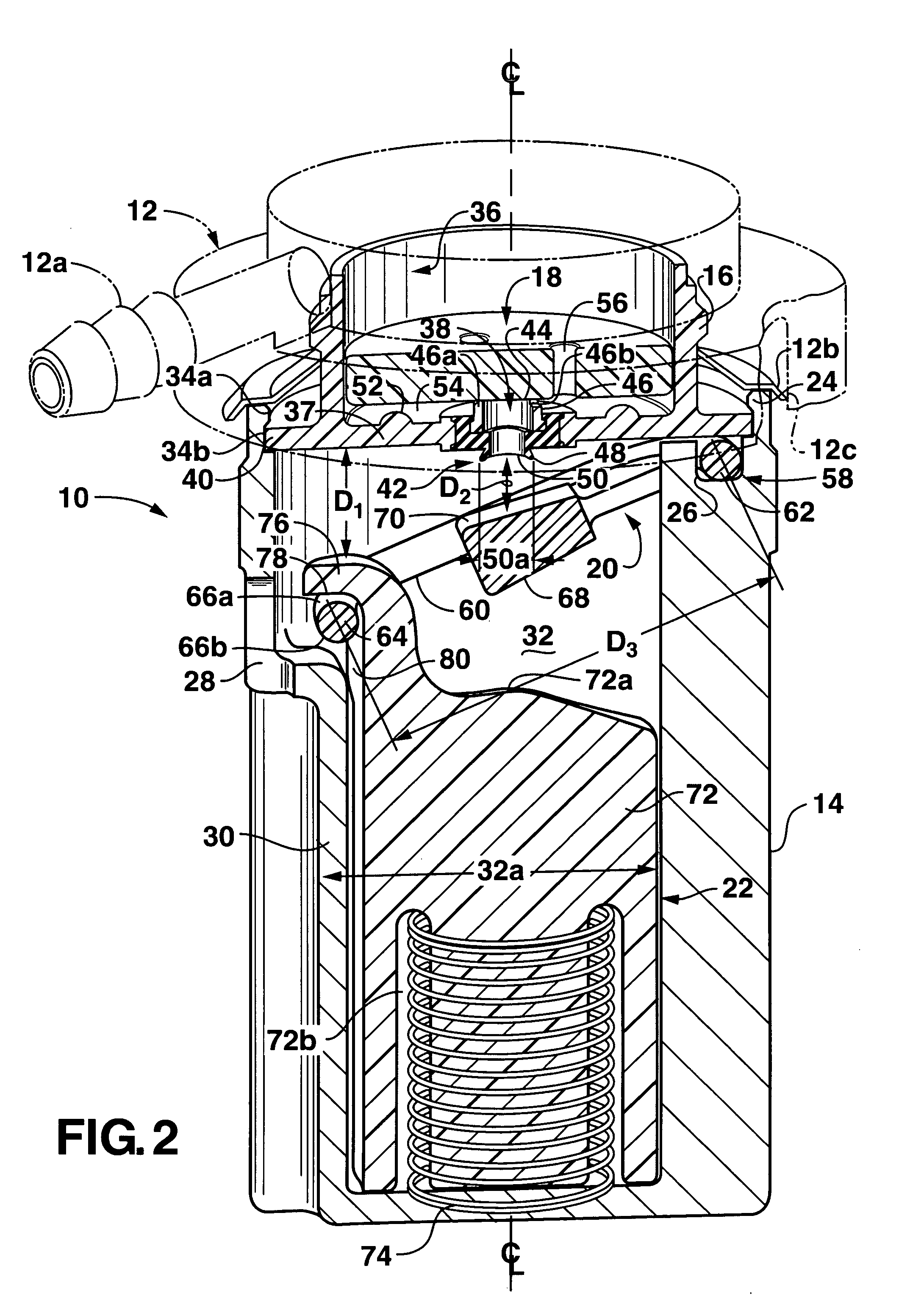 Vent valve assembly with lever arrangement