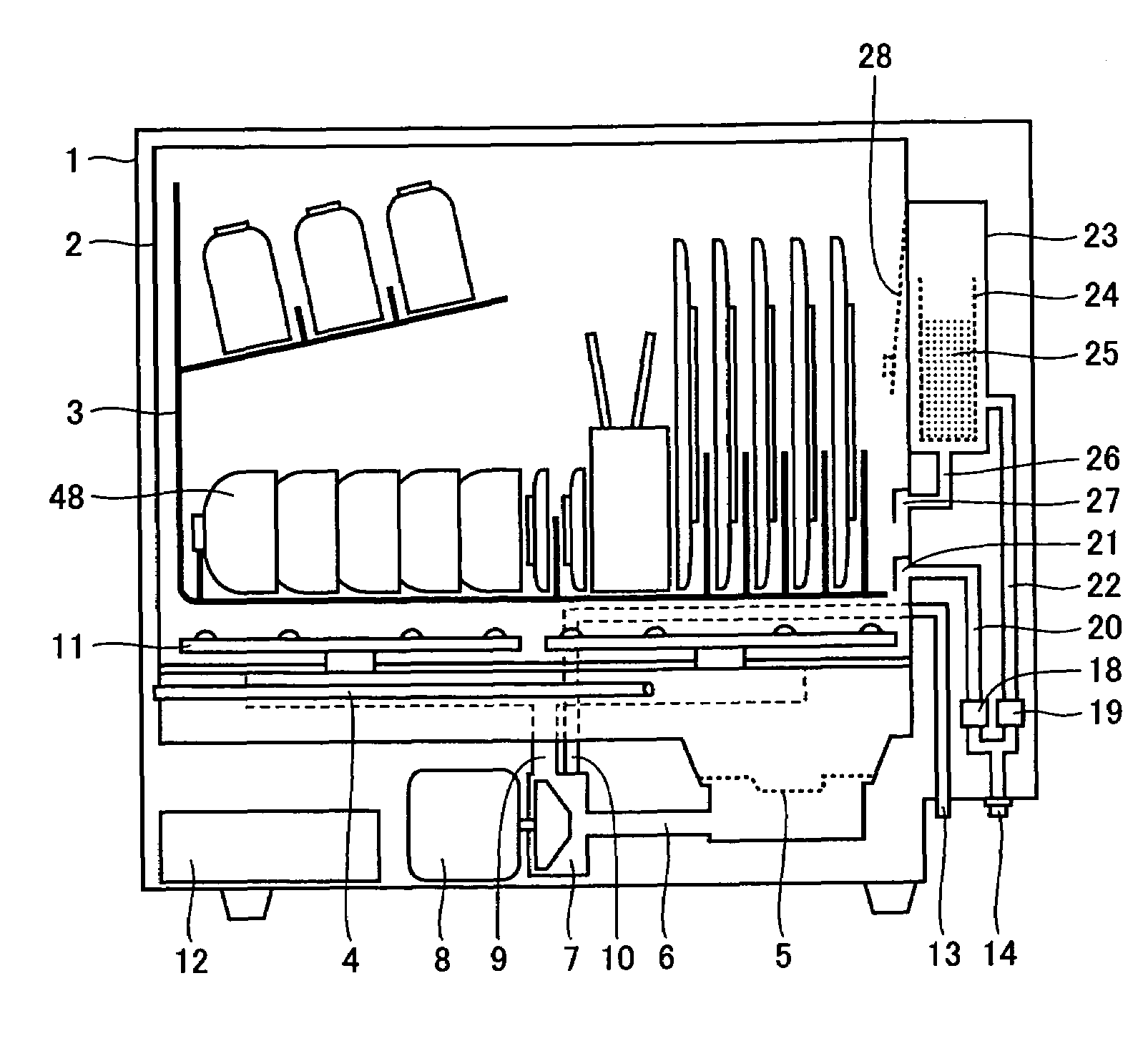 Dish washing and drying device