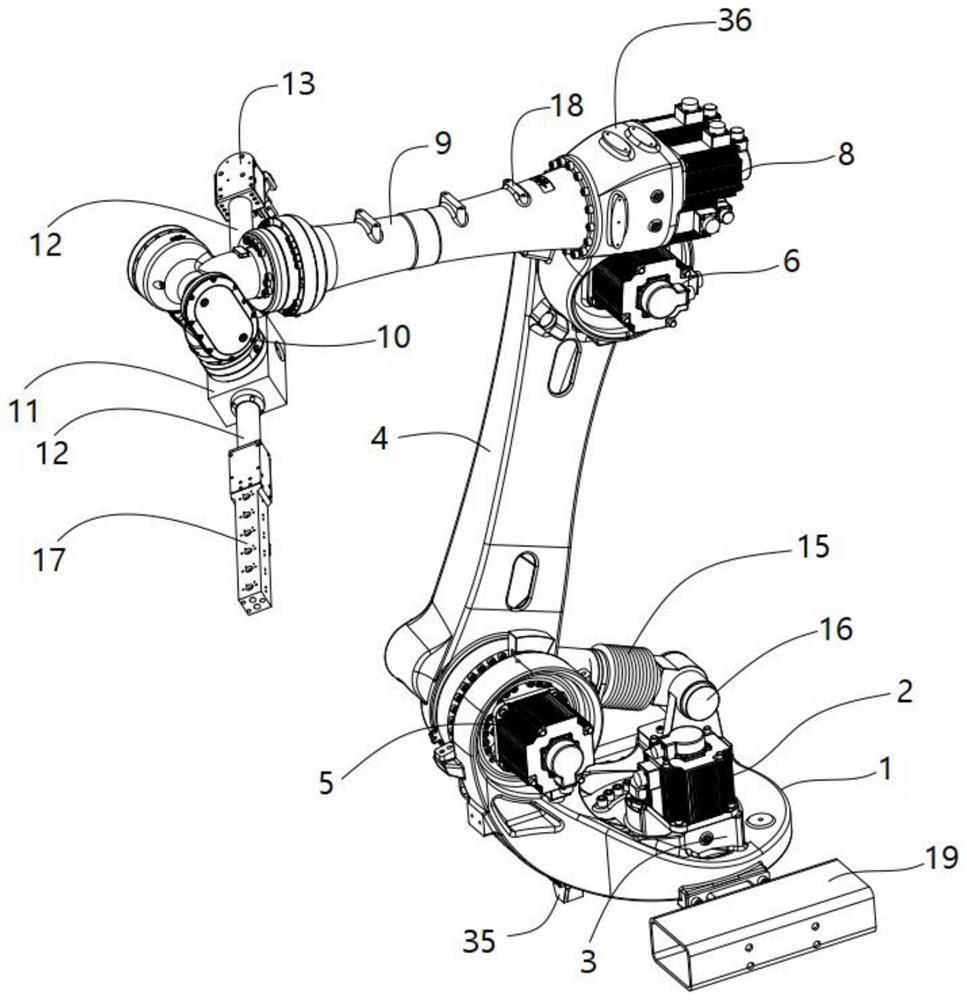 Portal frame workpiece taking and spraying robot