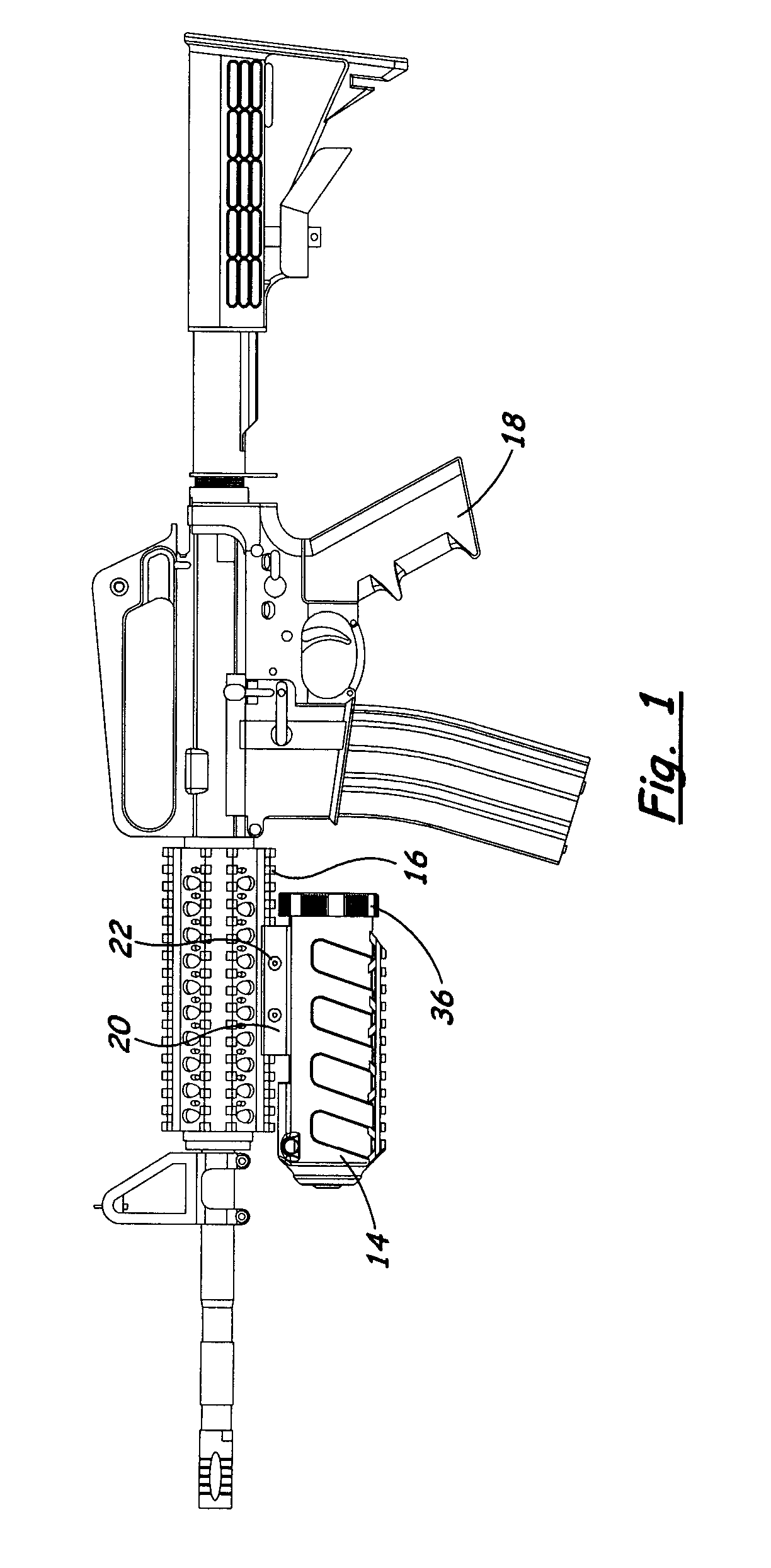 Rifle mounted pepper spray device with slide activation