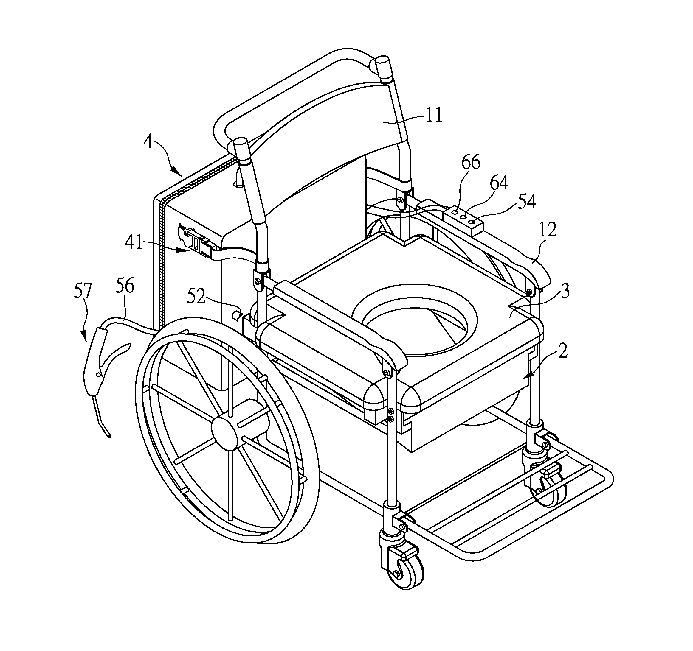Wheel chair with urinal device