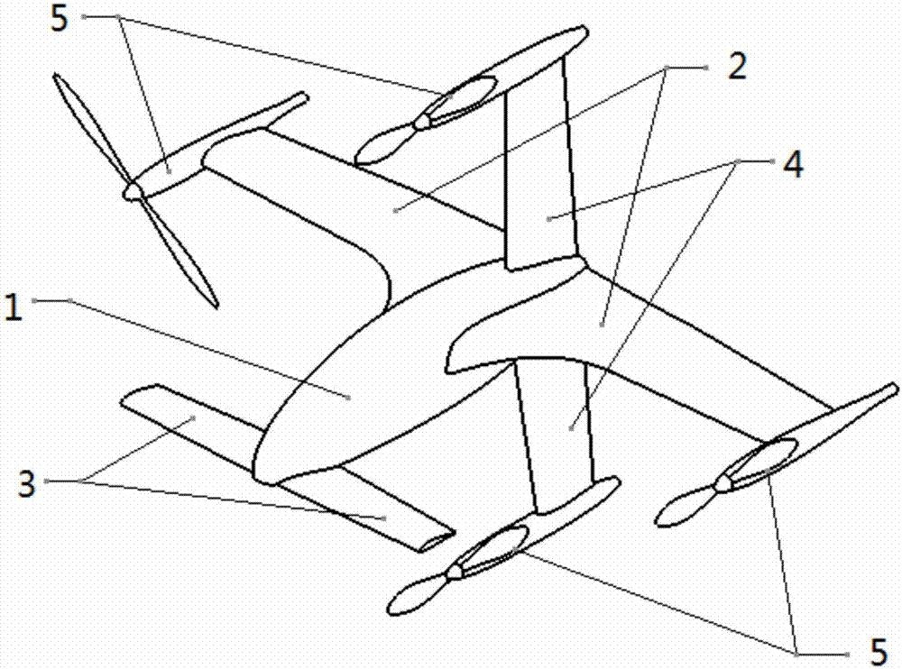 Tail-sitter four-rotor canard aircraft capable of vertically taking off and landing