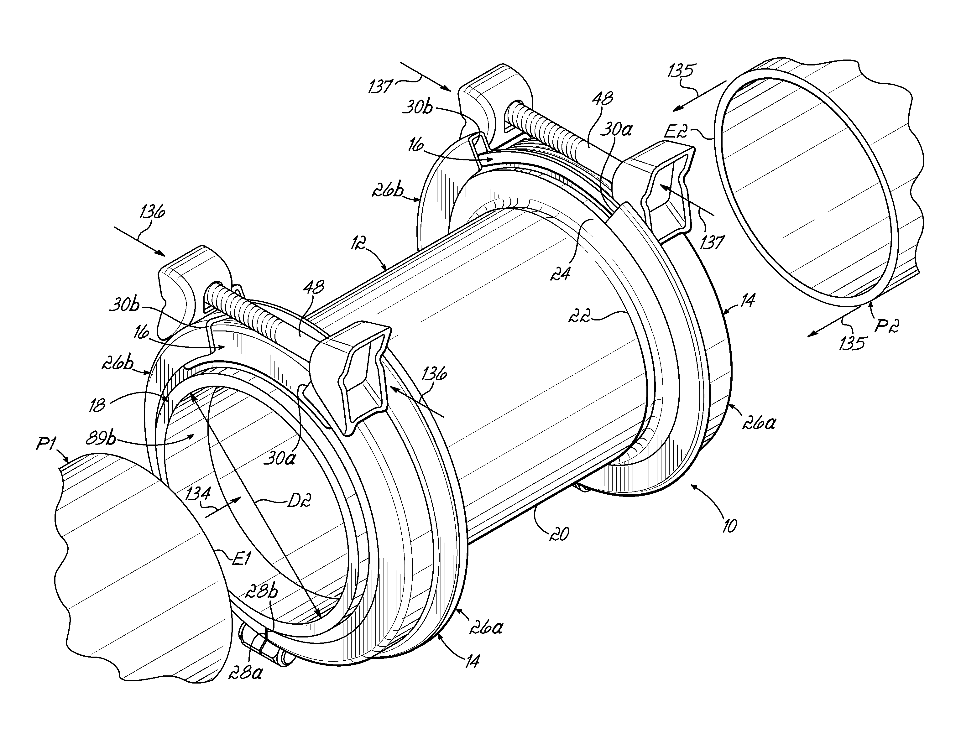 Split-Ring Gland Pipe Coupling with Corrugated Armor