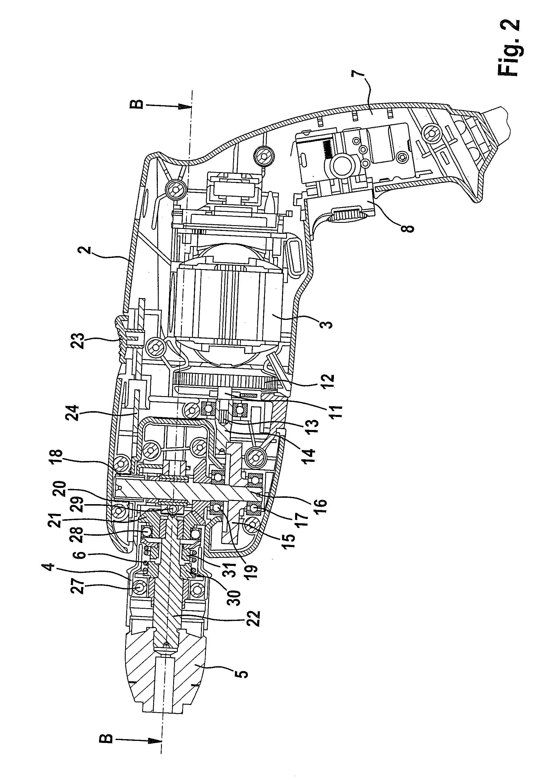 Impact drill with swivel device