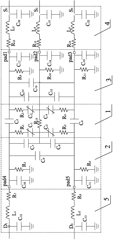 Capacitive sensor model circuit
