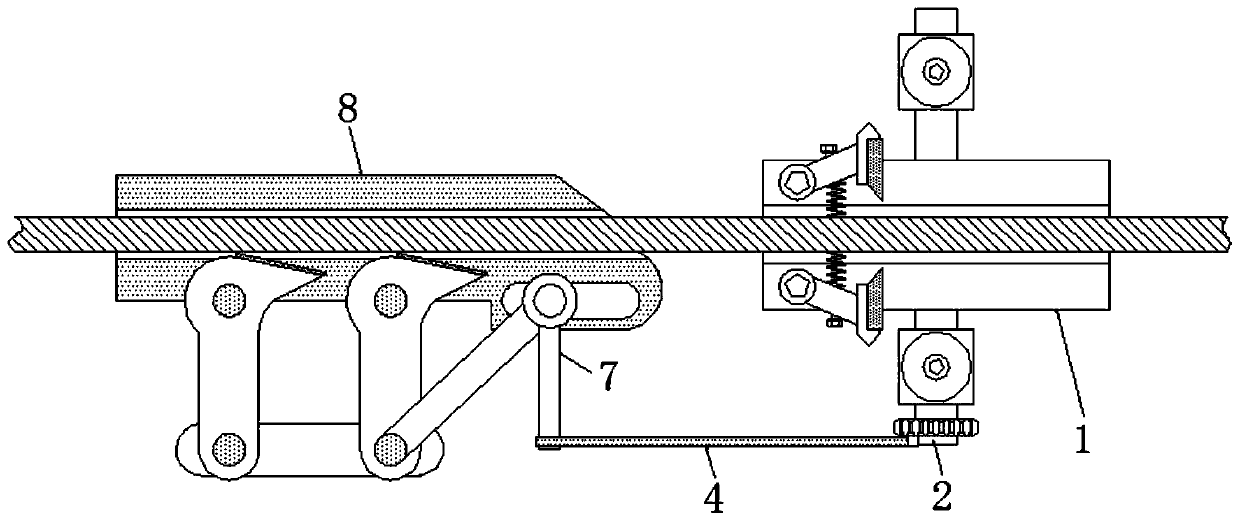 Cutting and clamping device capable of cutting based on rotation and ensuring ordered notches