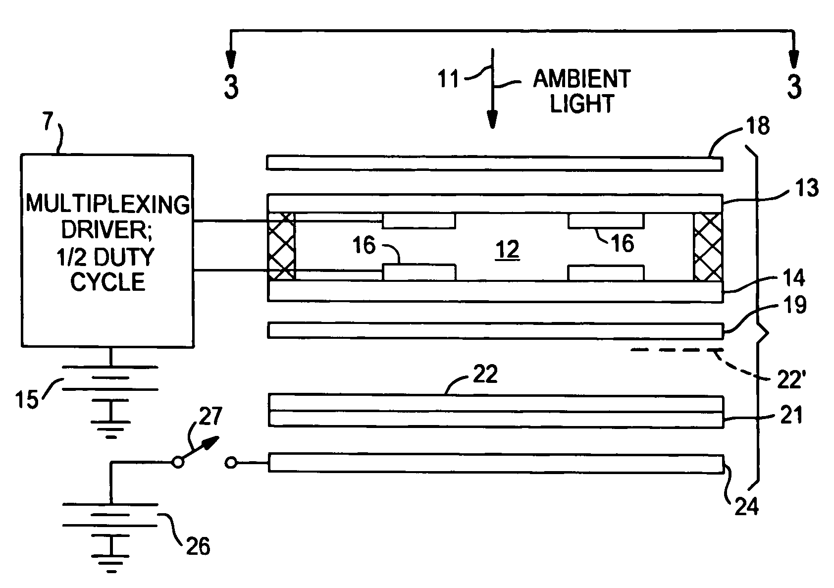 Liquid crystal display with fluorescent material