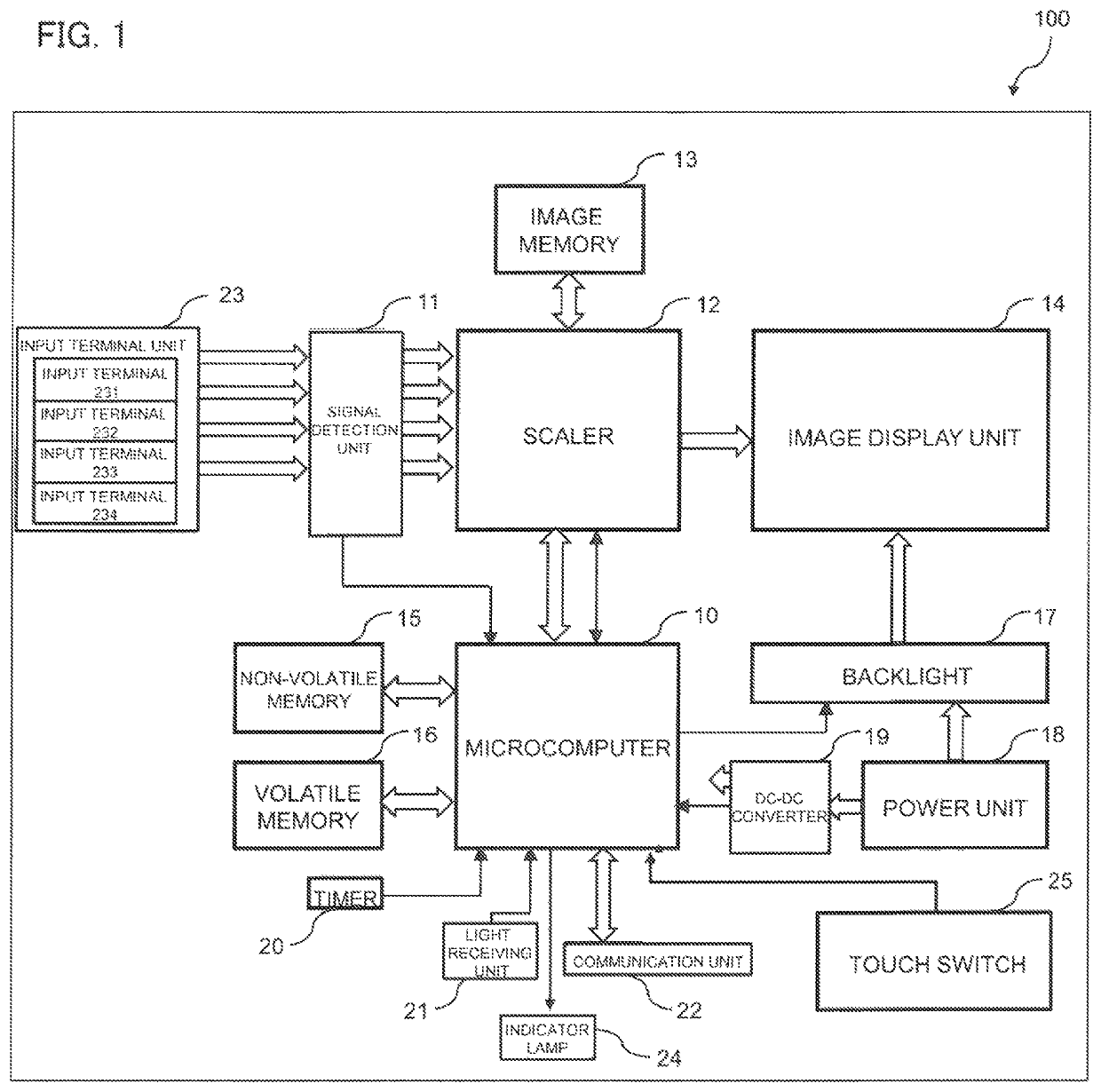 Image display device including a touch switch