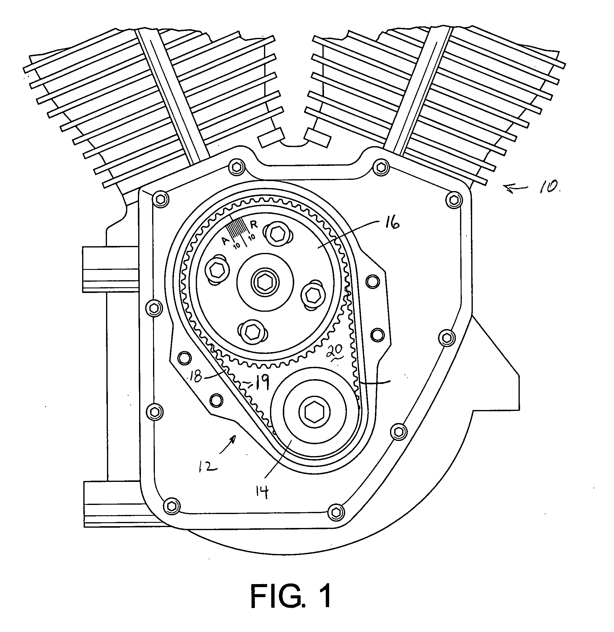 Air cooled twin Cam V-Twin motorcycle engine timing belt system