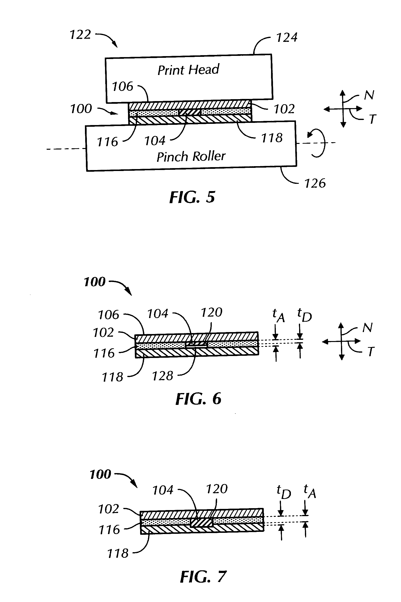 RFID tag that provides a flat print area and a pinch roller that enables the same