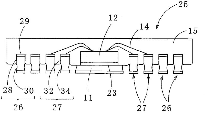 Lead frame, semiconductor device using the lead frame, intermediate product thereof, and methods for producing same