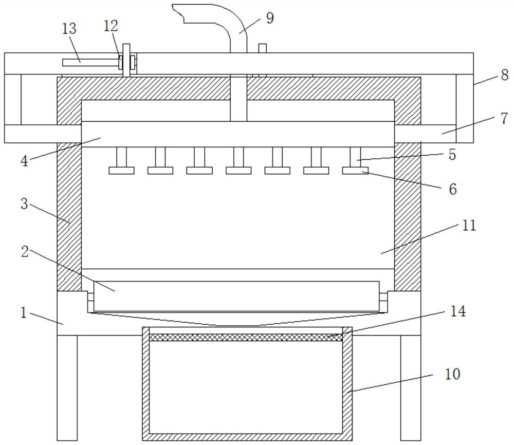 A spraying device for leather processing