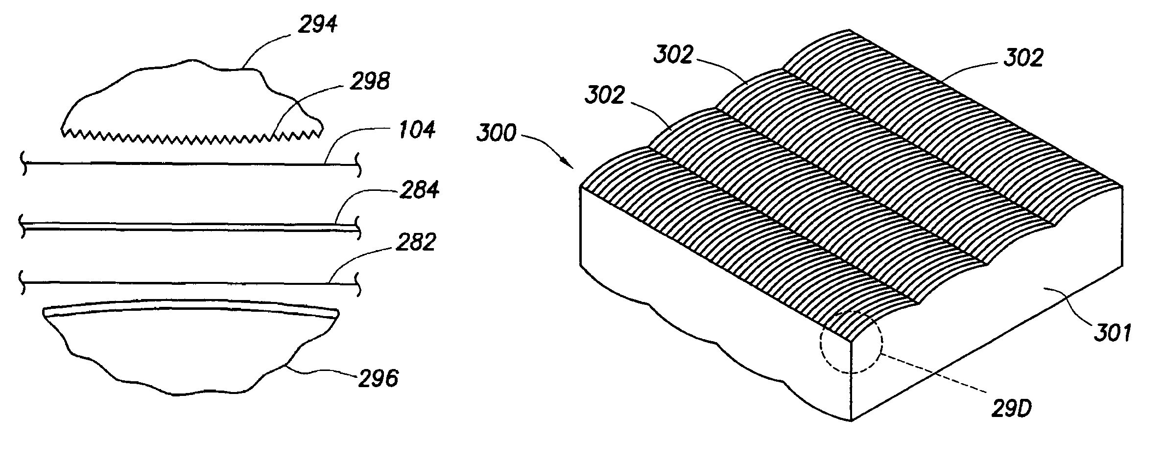 Variable optical arrays and variable manufacturing methods