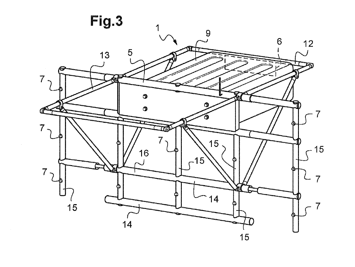 Modular carriage for recording magnetic terrain data in particular for the non-invasive inspection of pipelines or the same