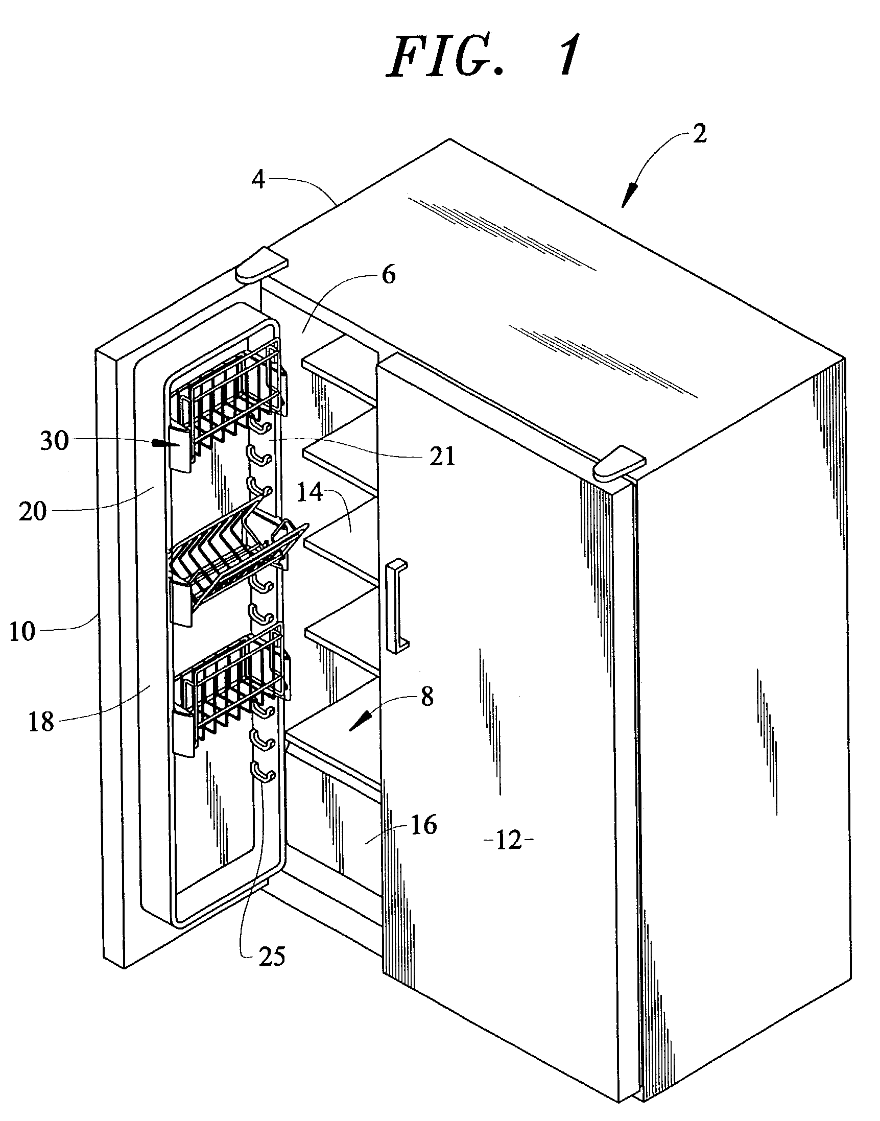 Tilt-out and pick-off basket assembly for a refrigerator door