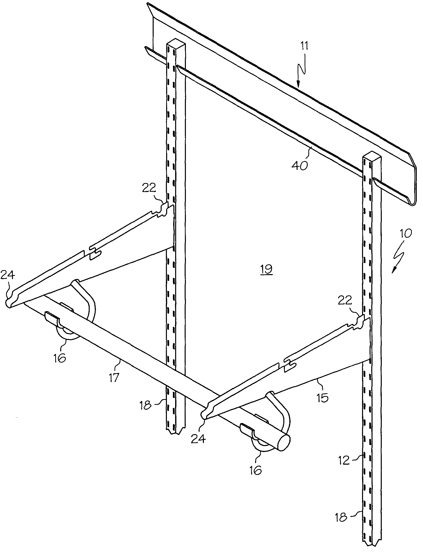 Support assembly for a hanger bar