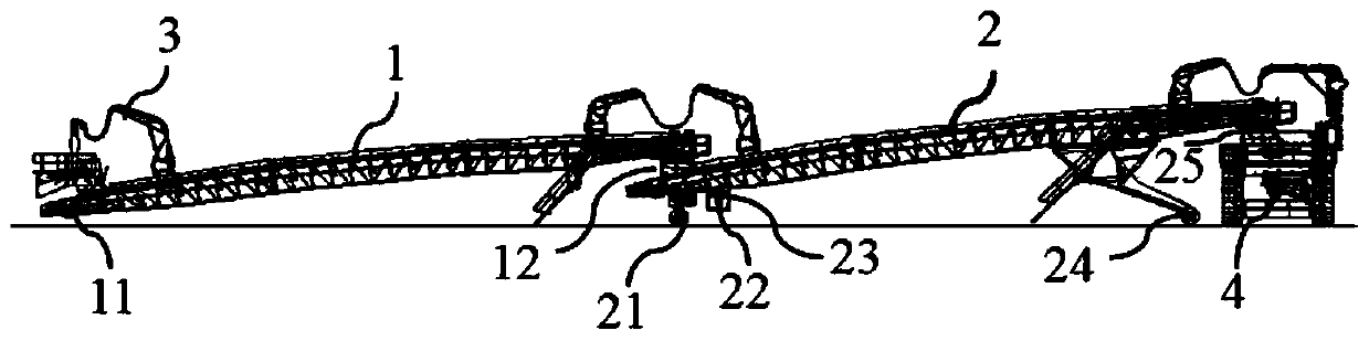 Transferring and conveying system behind mobile crushing station and transferring and conveying method of transferring and conveying system