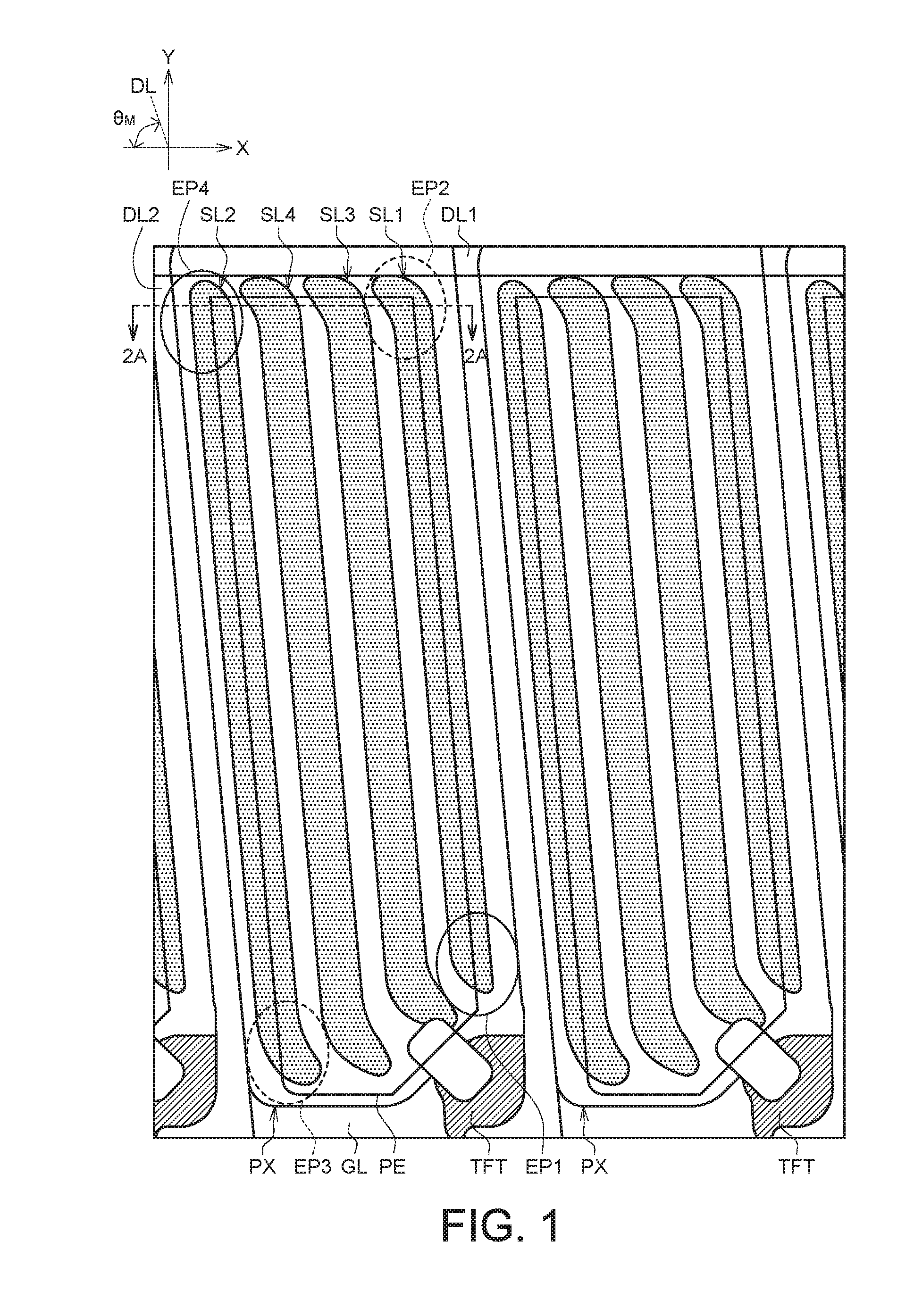 Display apparatus having pattern of slits on top-common electrode