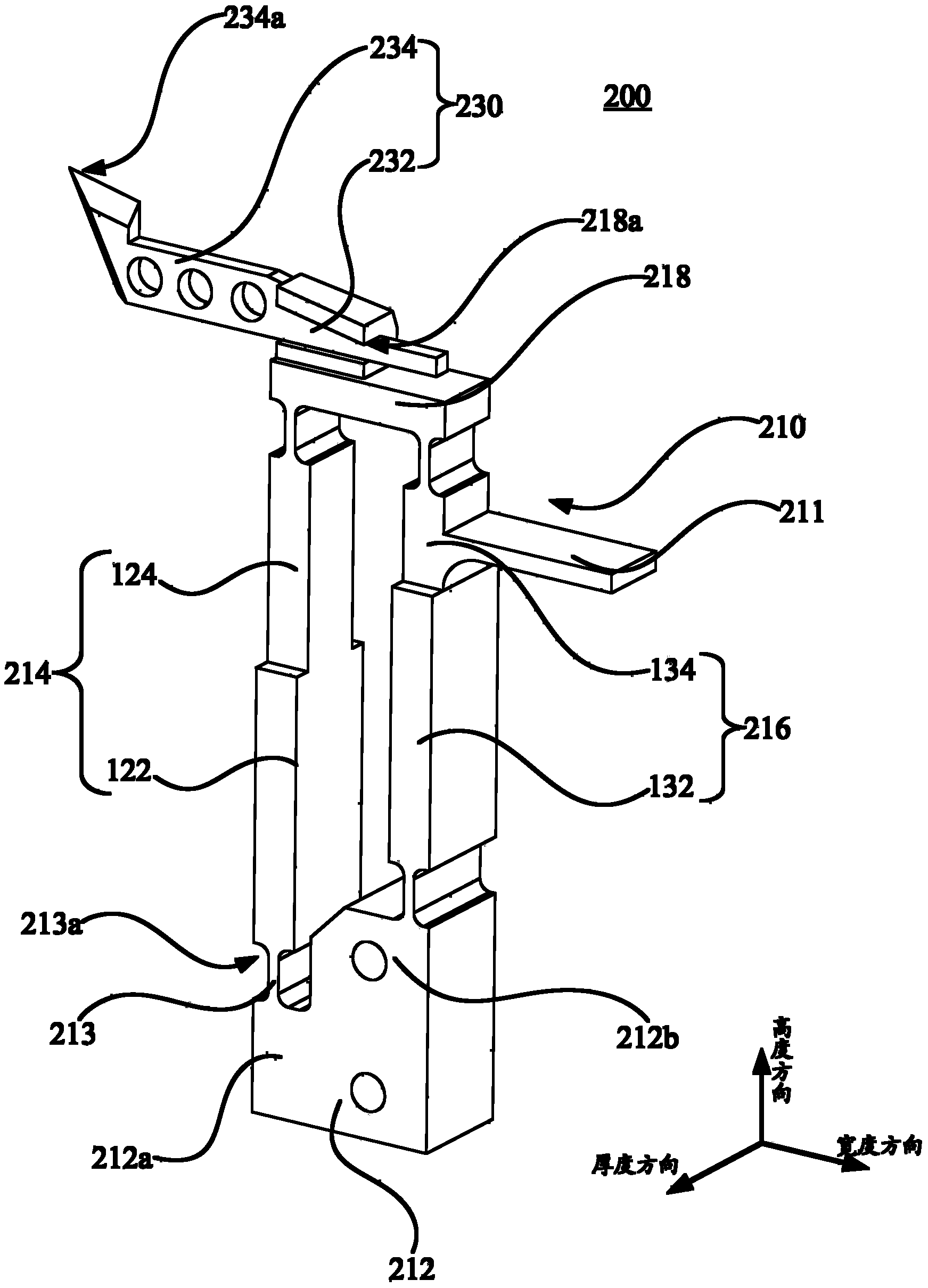 Four-line test probe device and application method thereof