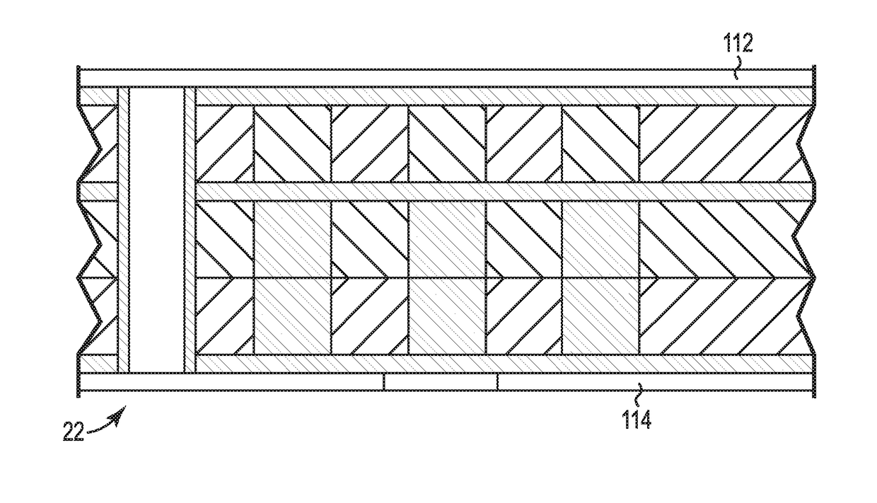 Hybrid printed circuit assembly with low density main core and embedded high density circuit regions