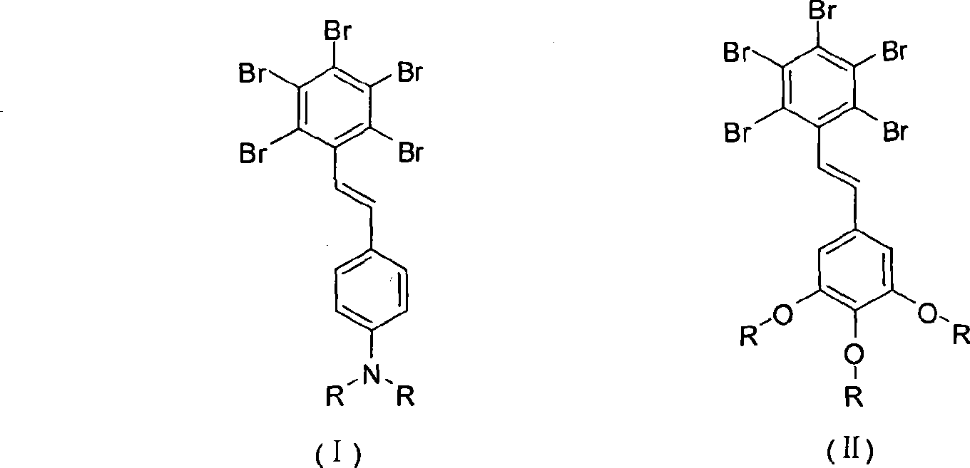 Polybrominated diphenyl ethylene dye sensitizing agent, synthesis and use thereof