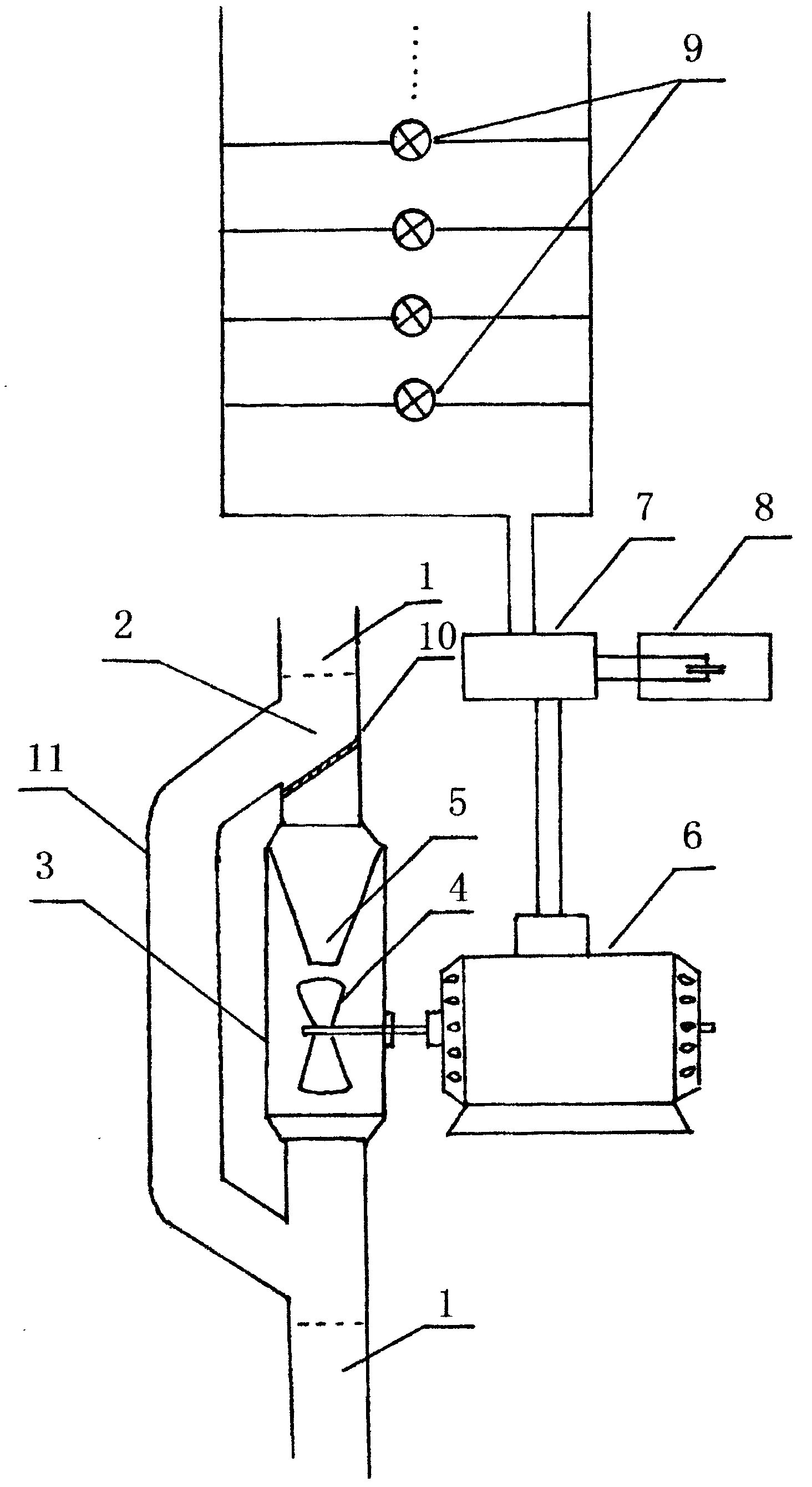 Method and device for generating power for illuminating of corridor lamps by using sewage pipeline of high-rise building