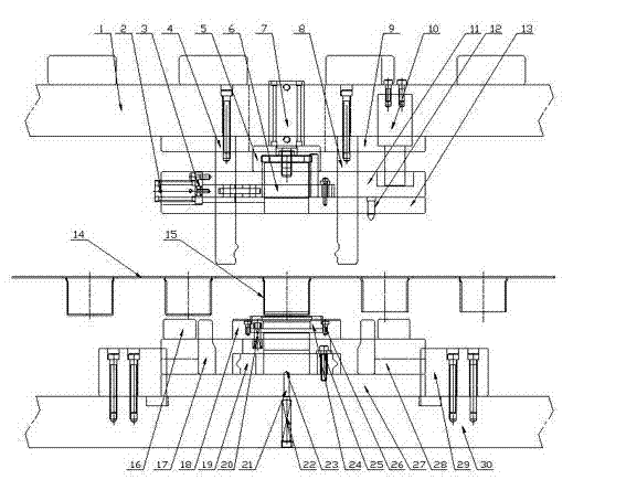 Pneumatic connection rod type rotary cutting mould