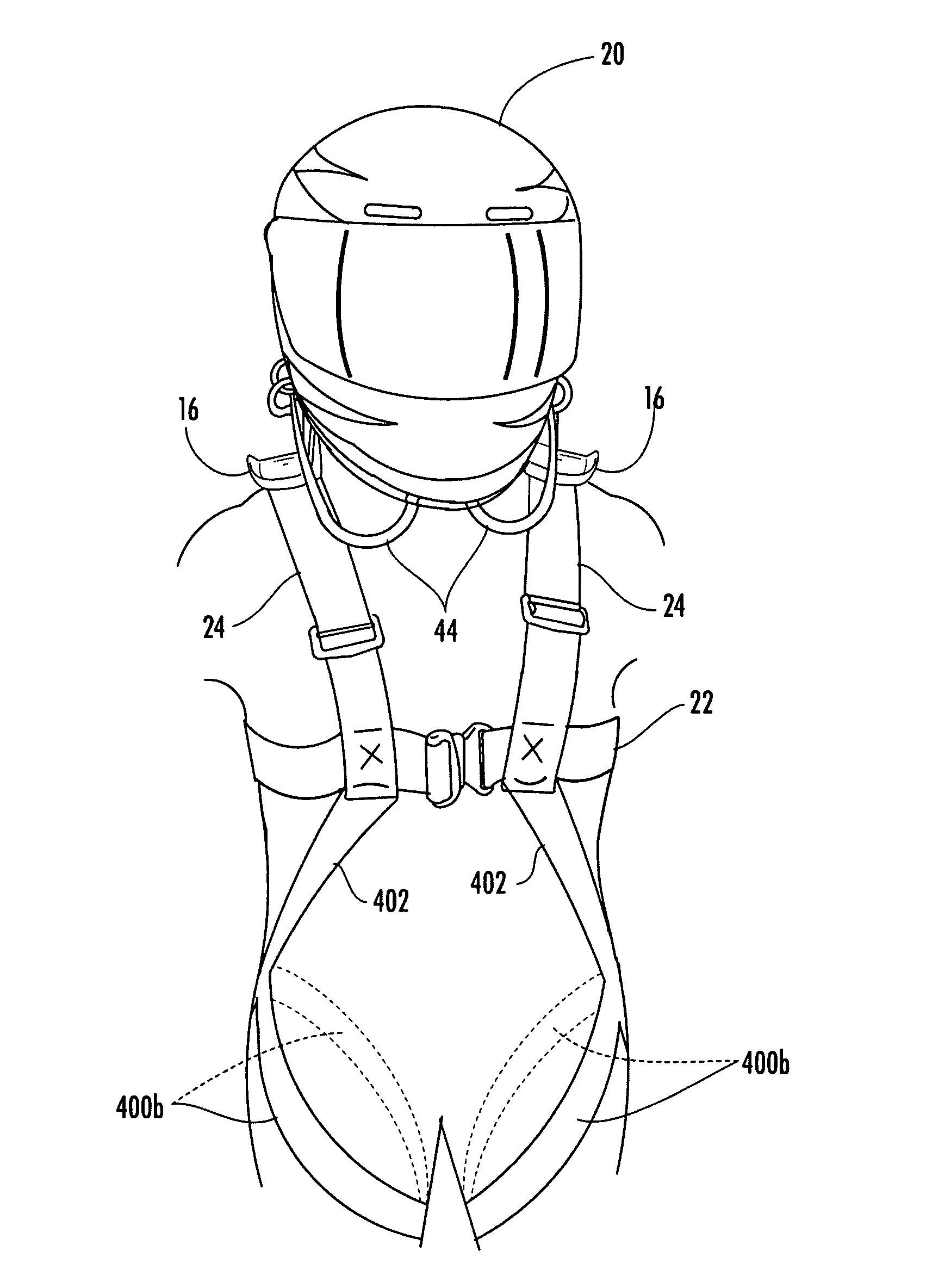 Head restraint device having a support member with back and shoulder portions