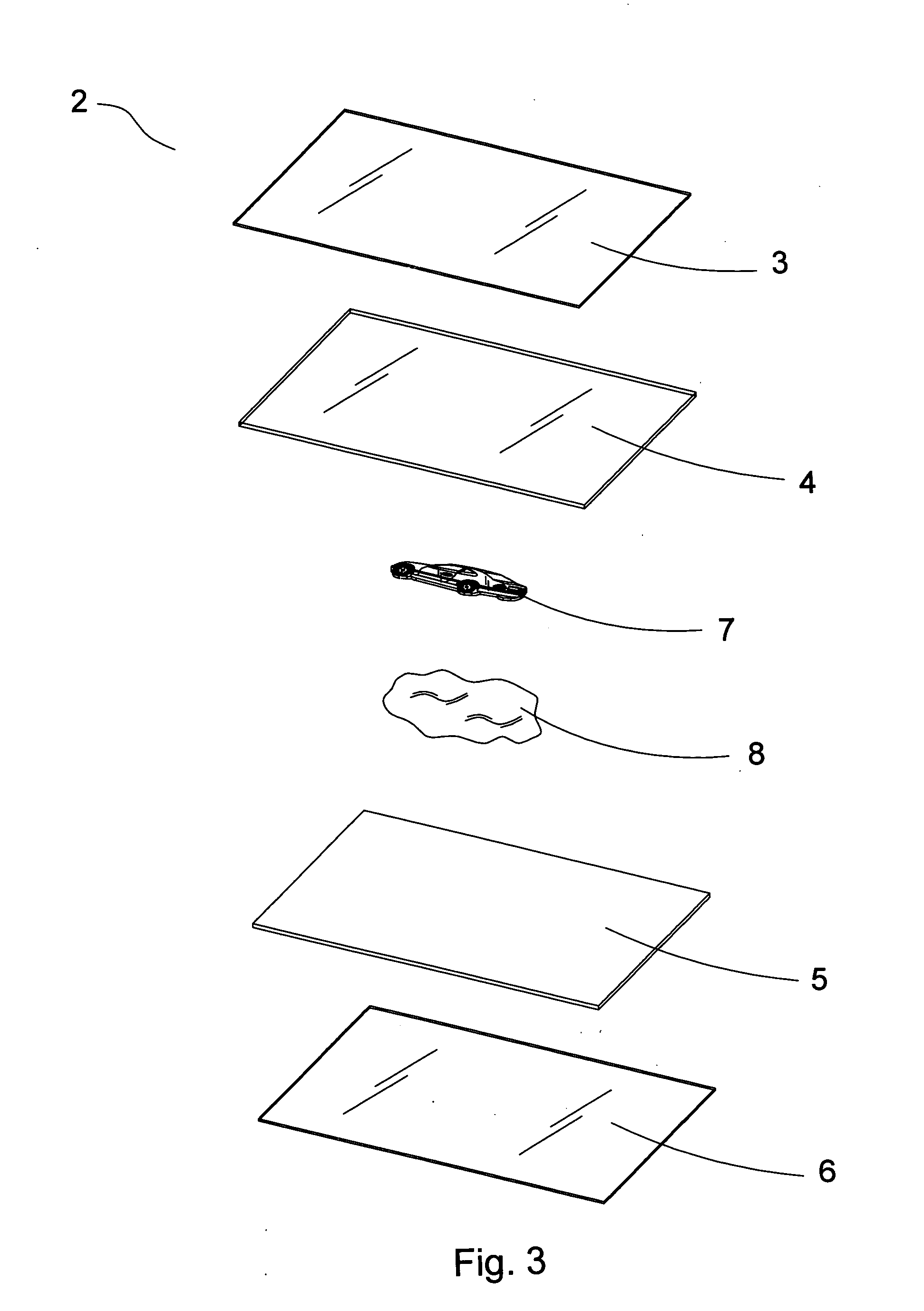 Card with a picture-contained mirror surface layer