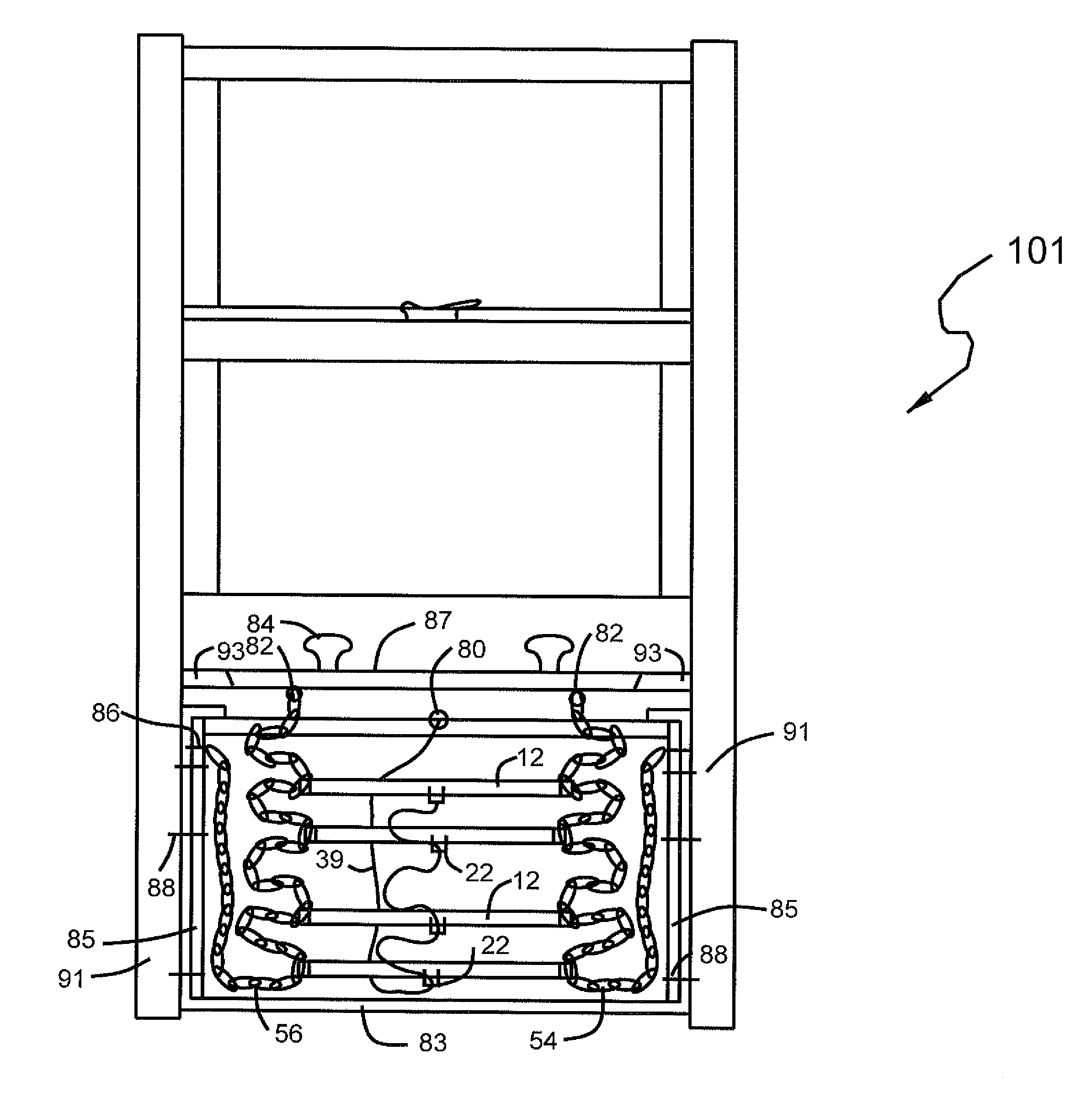 Hidden fire escape ladder system with spring-loaded standoffs