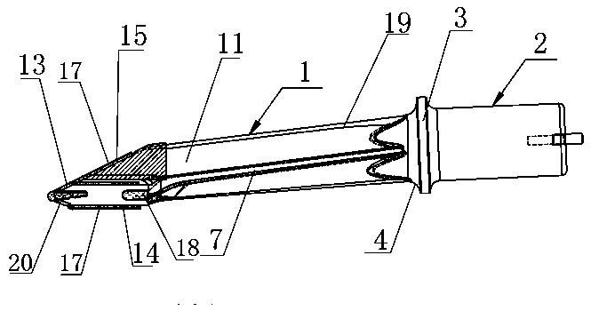 Vibration shovel of railroad ballast tamping machine