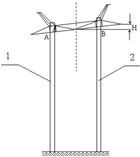 Method for checking height difference between joints of cross arms for cross arms of dual-column pole tower