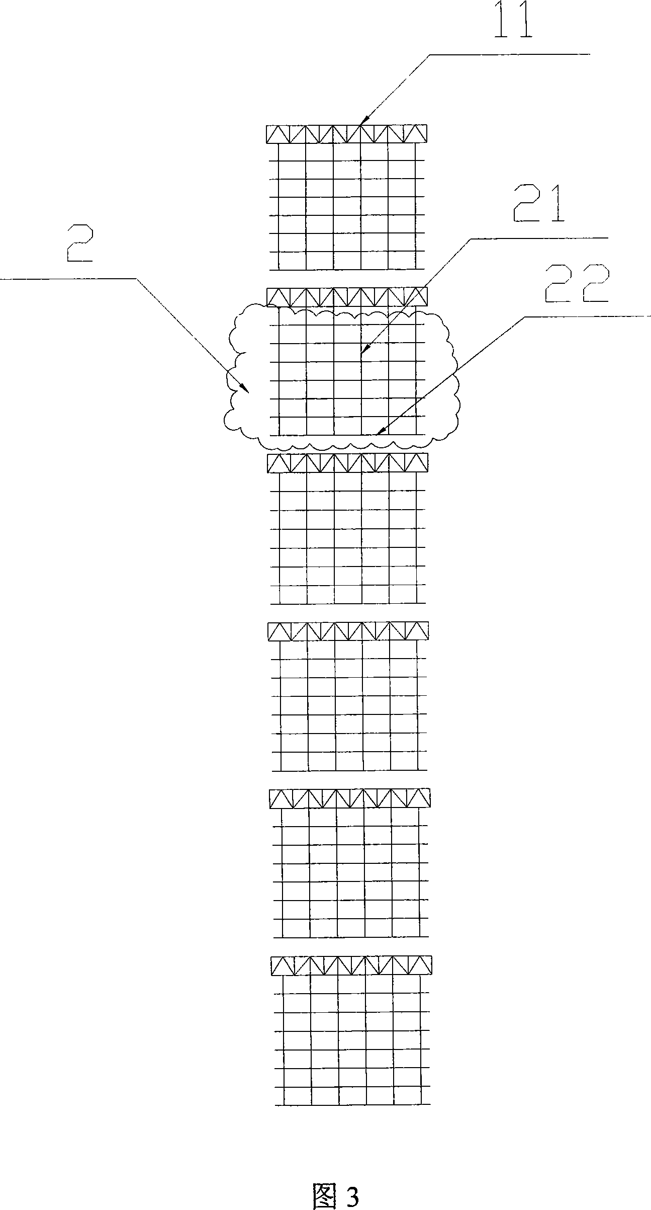 Suspension type giant-scale steel frame supporting structure with additional damping device
