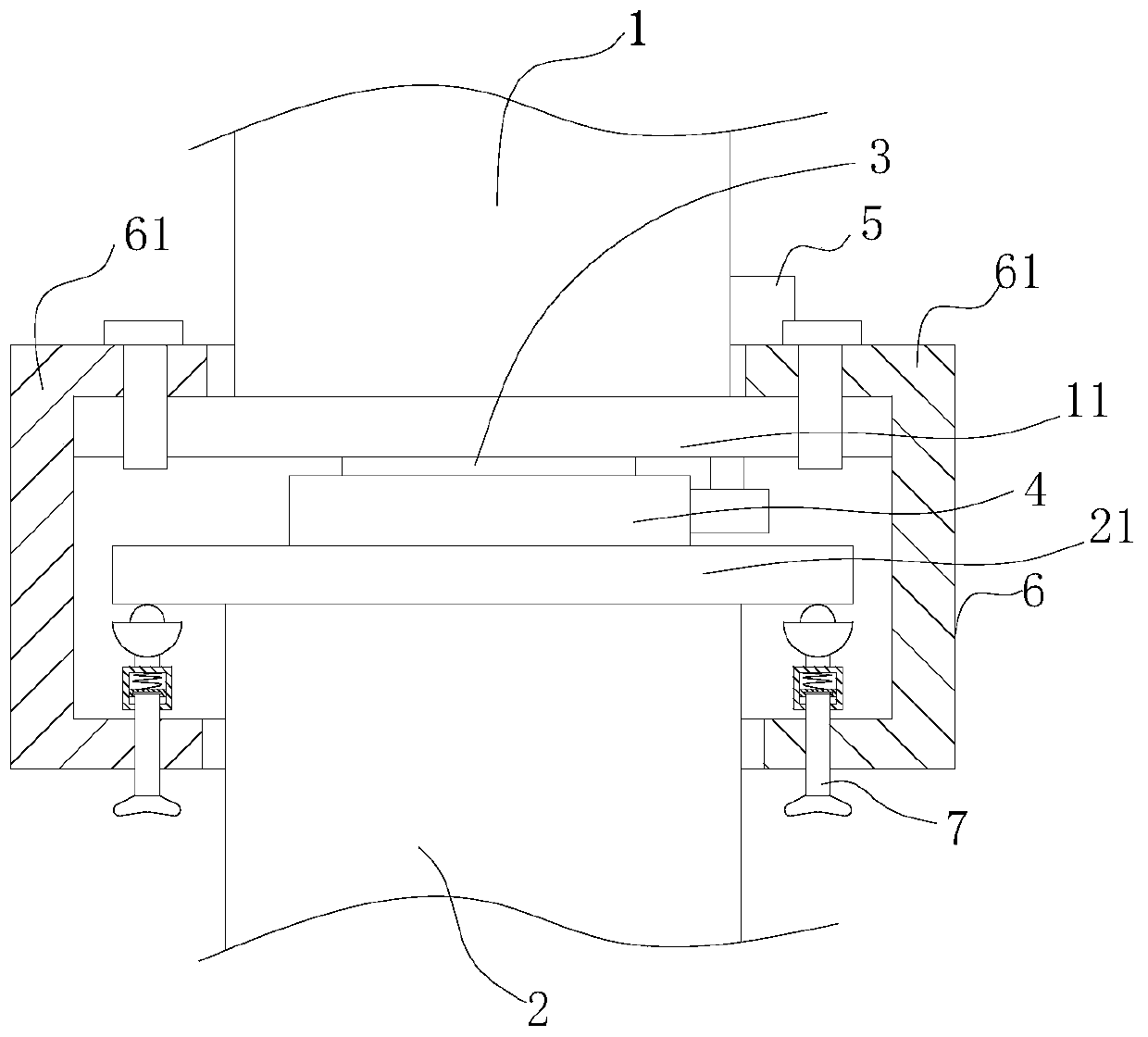 A bridge inspection vehicle slewing device