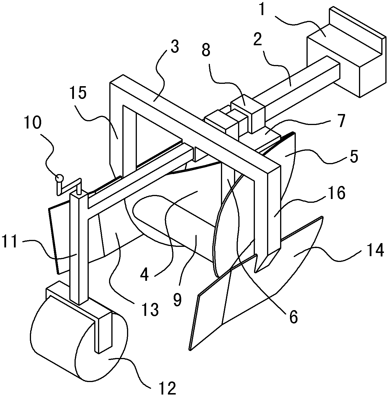 Mechanical ditching and soil covering device used in rice stubble paddy fields