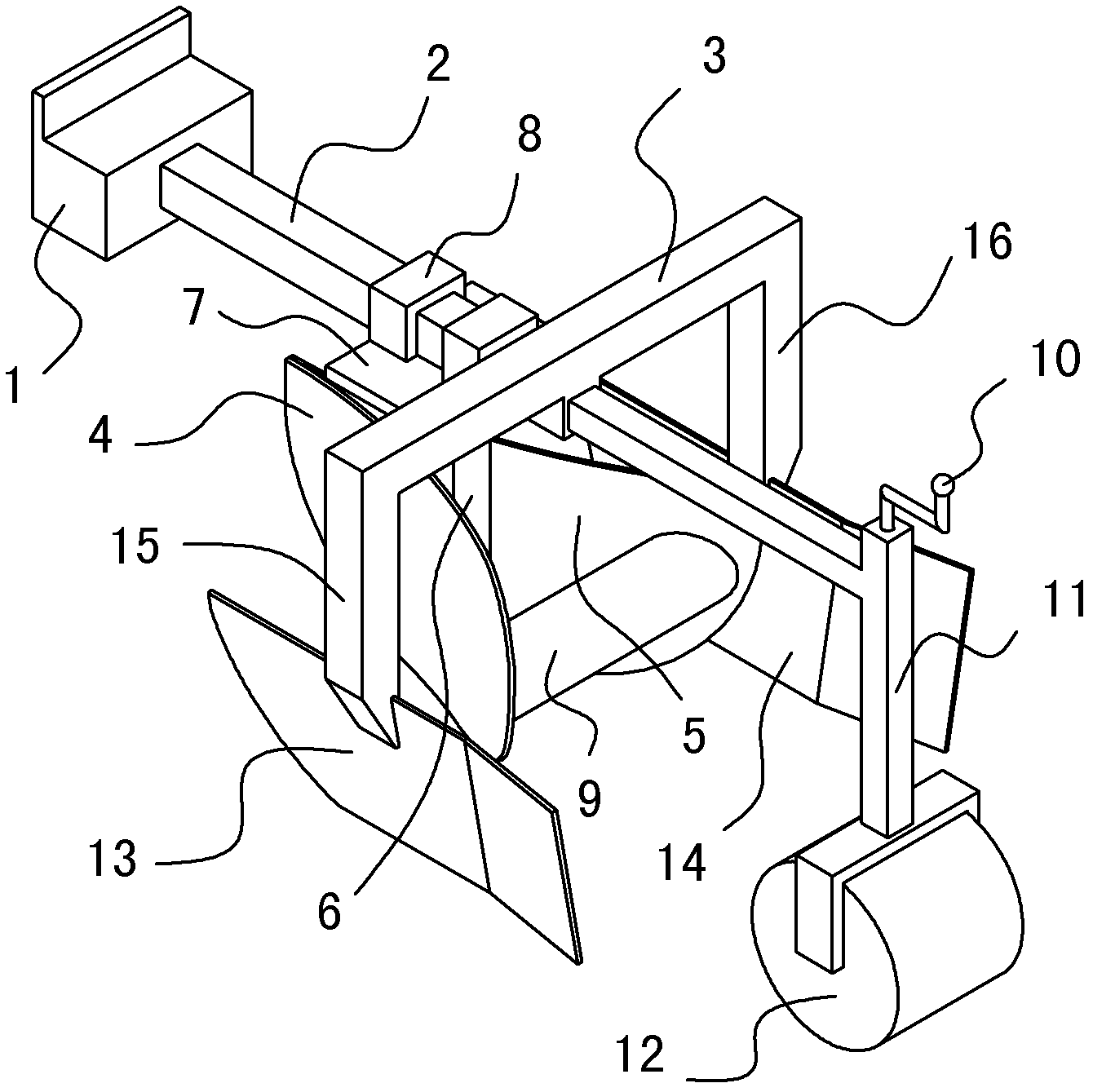 Mechanical ditching and soil covering device used in rice stubble paddy fields