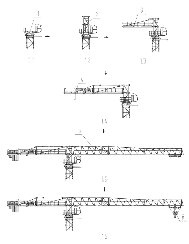 Combined arm joint of crane, crane and mounting method of crane