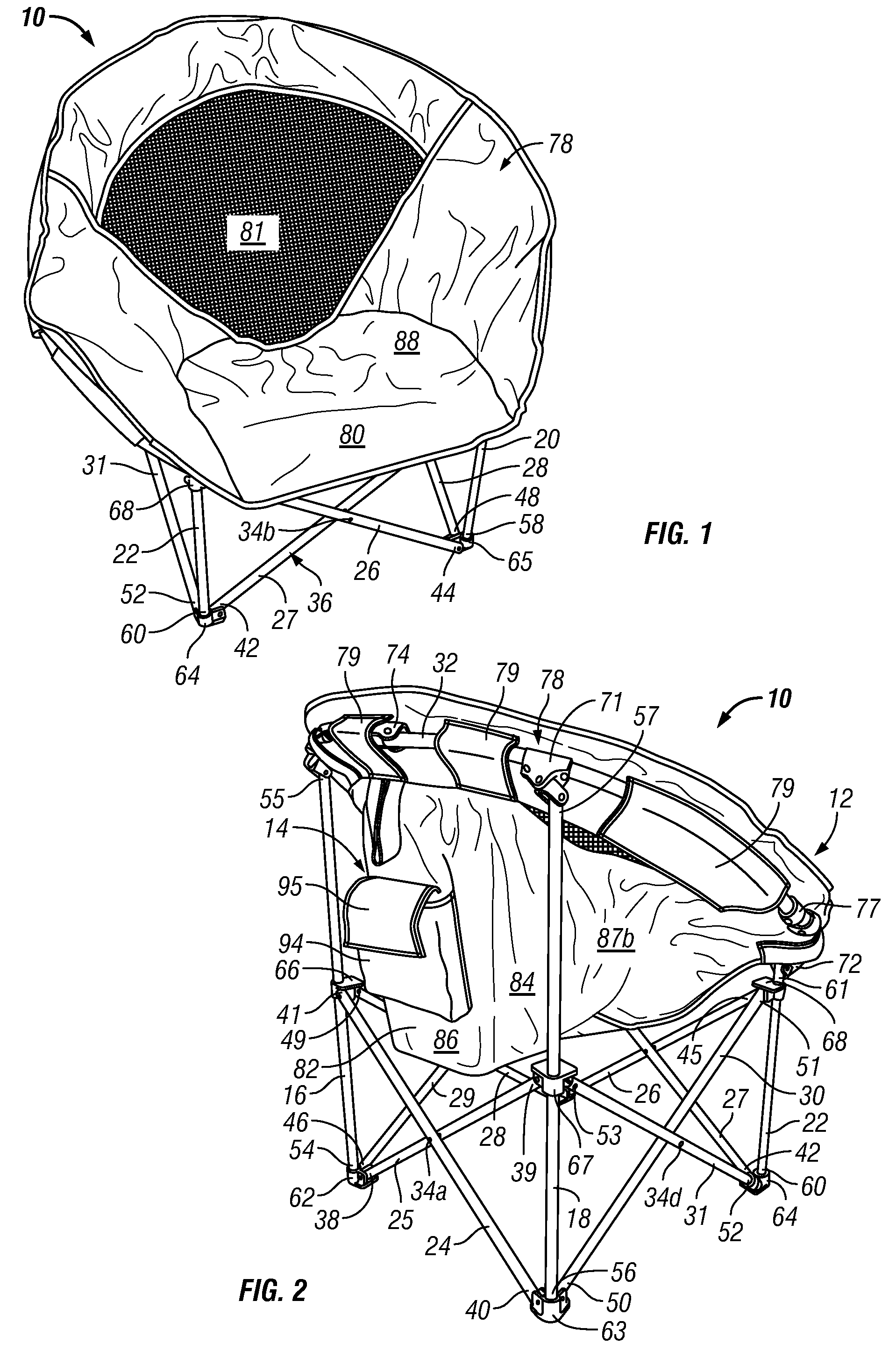 Foldable chair with forced air cooling system