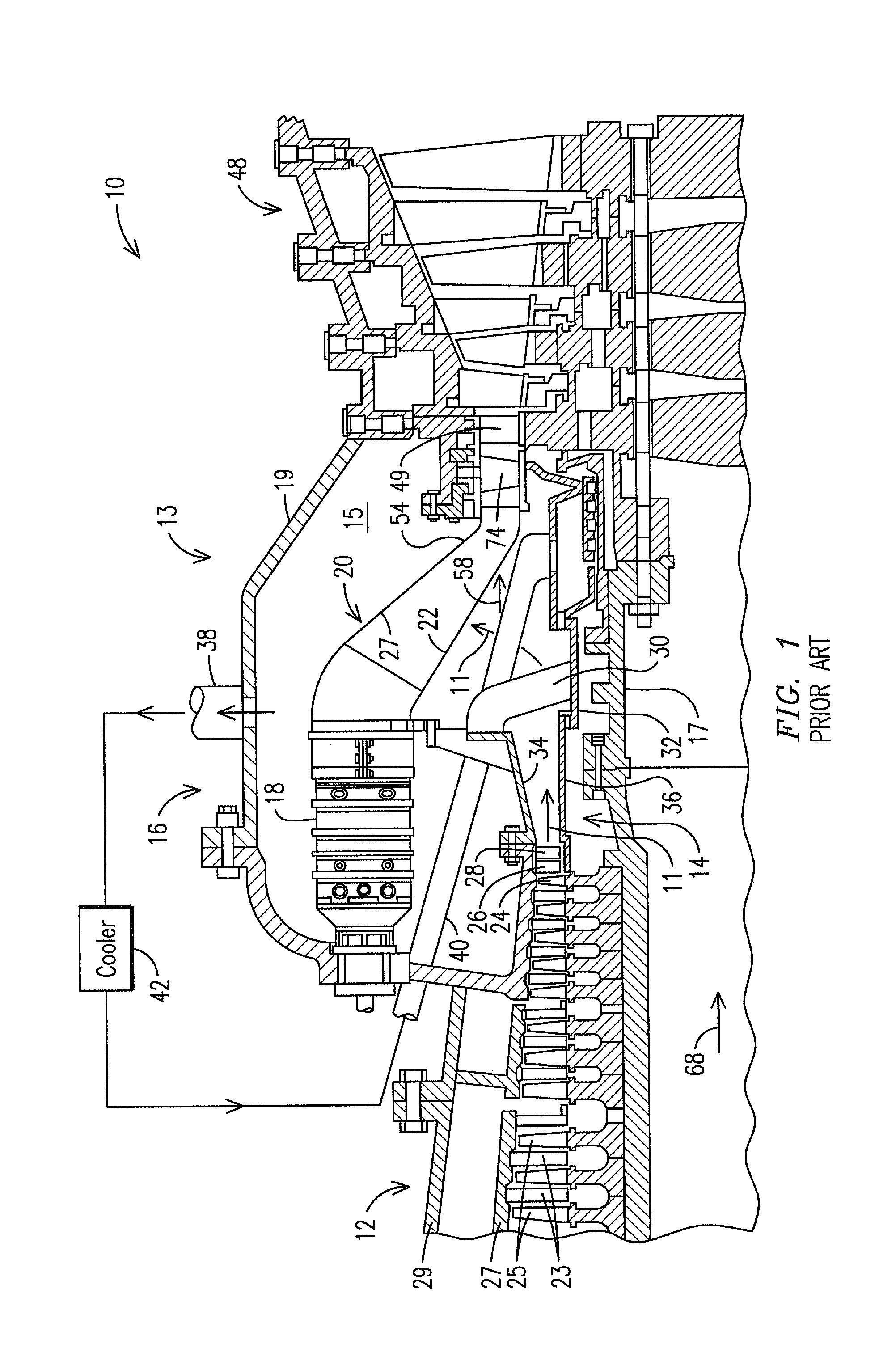 Mid-section of a can-annular gas turbine engine with a cooling system for the transition