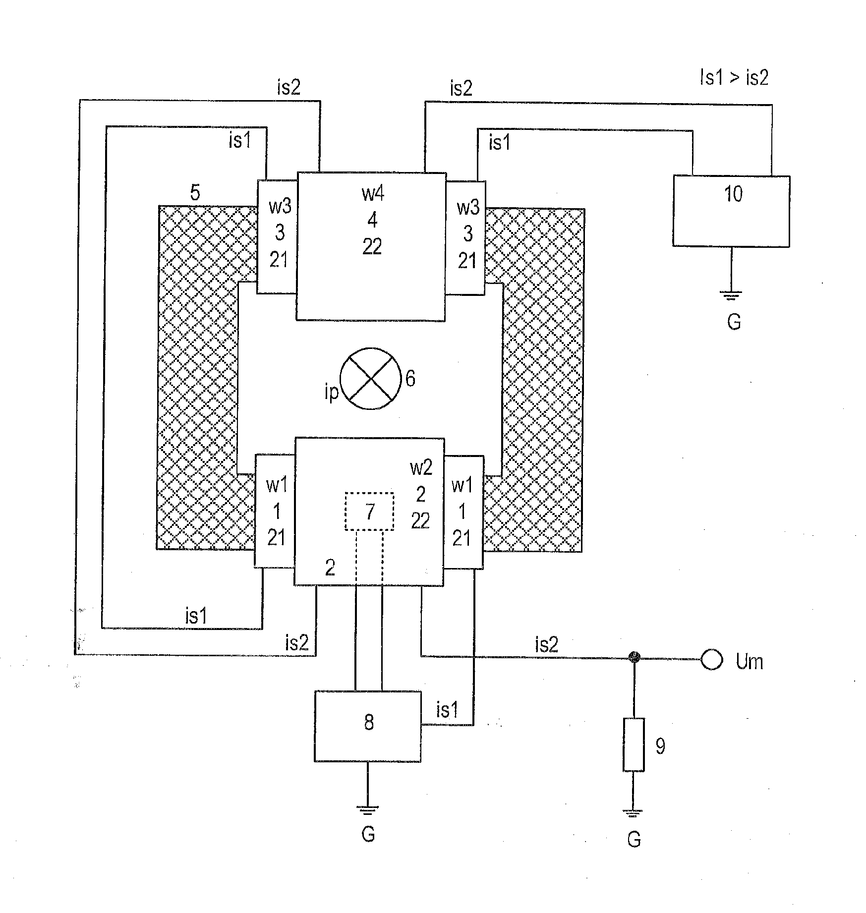 Compensation current sensor arrangement