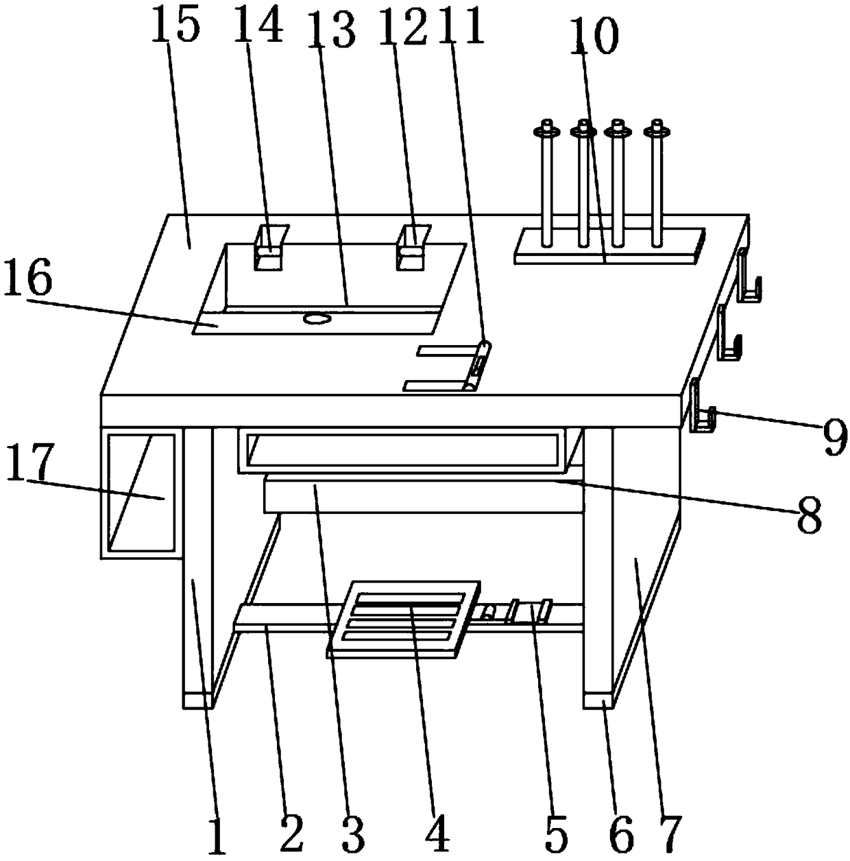 Sewing machine operating desk for bag production