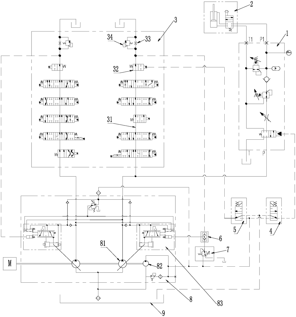 Hydraulic control system for engineering machinery and excavator