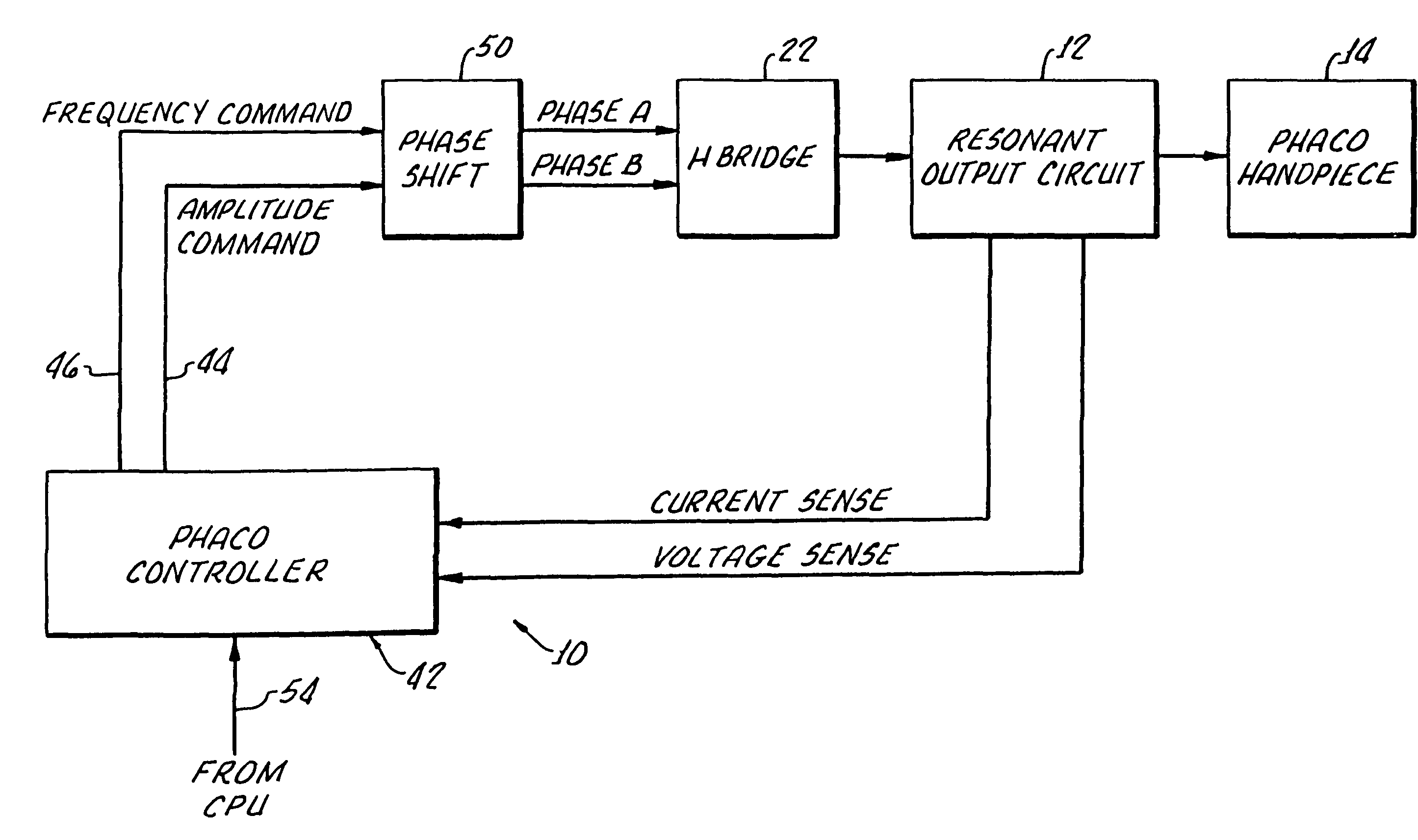 Resonant converter tuning for maintaining substantial constant phaco handpiece power under increased load