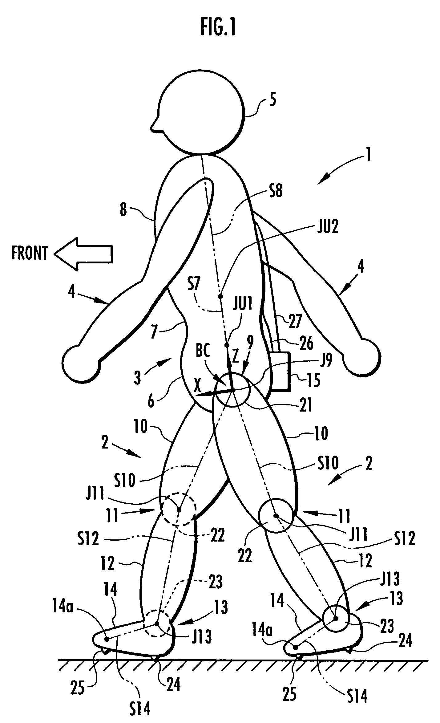 Method of estimating joint moment of bipedal walking body