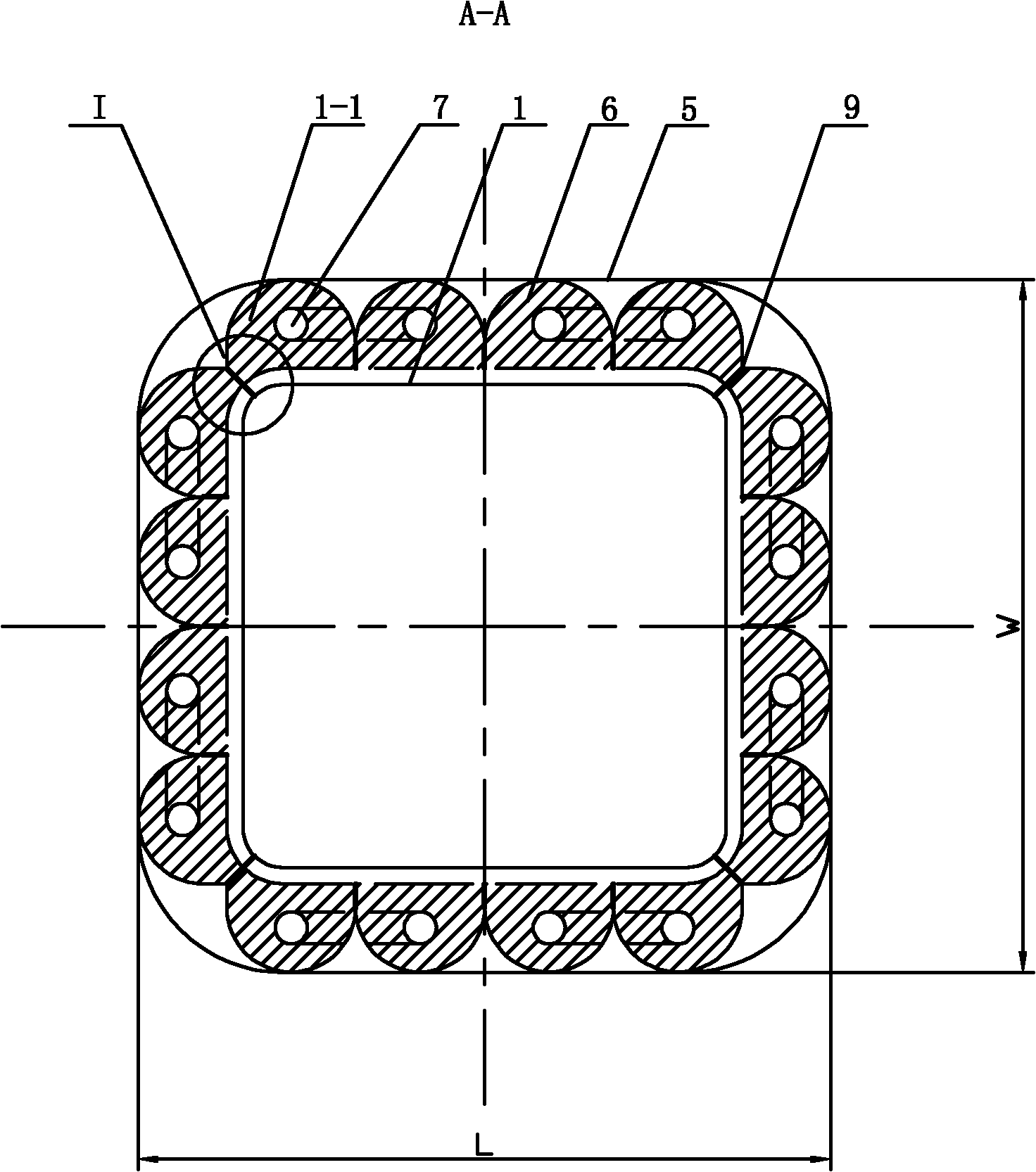 Square electromagnetic cold crucible for continuous melting and organizational control of polycrystalline silicon
