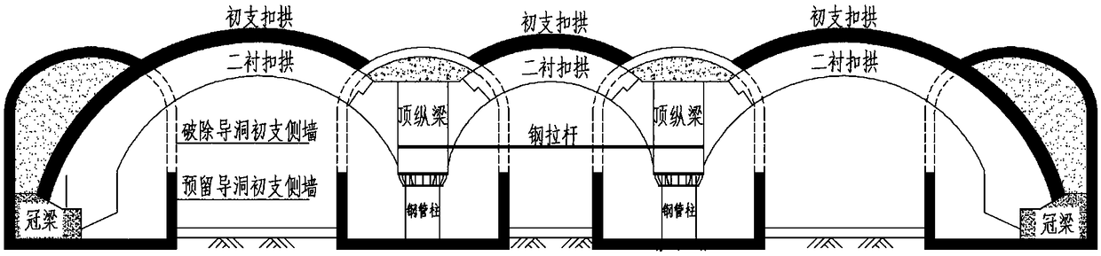Mined metro station second lining buckle arch construction method