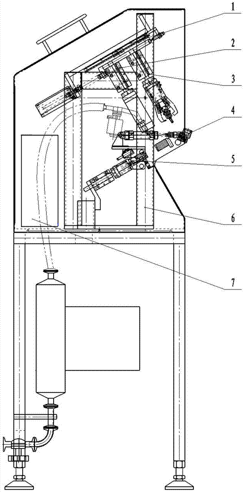 A semi-automatic filling and stoppering machine