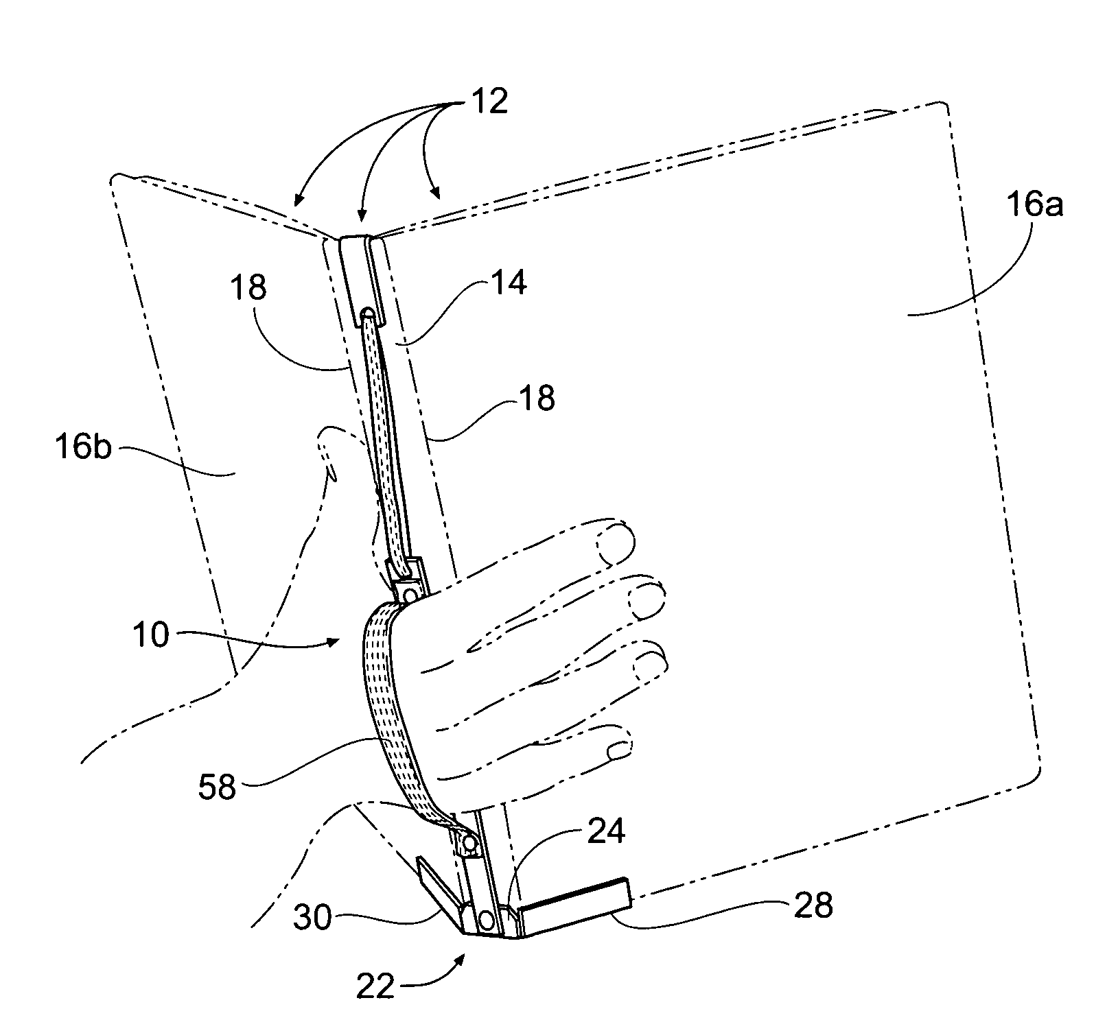 Manual support for folder or binder and contents thereof
